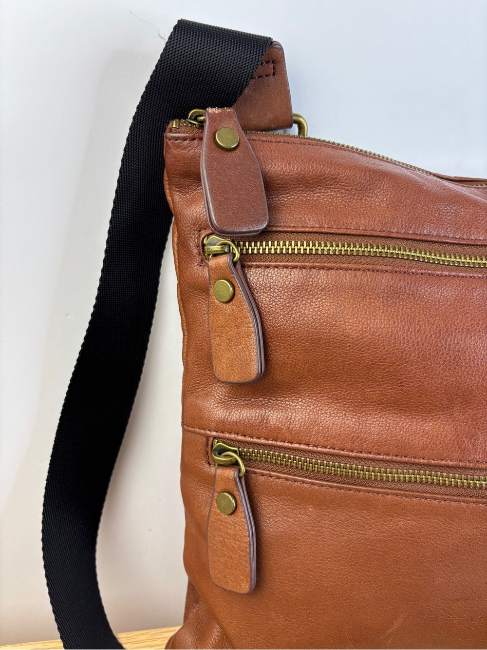 Margot New York Double Zipper Soft Brown Leather Bag - Picture 2 of 10
